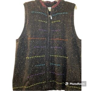 Coldwater Creek vest with front zipper.  Size XL.  Black, with accents o…